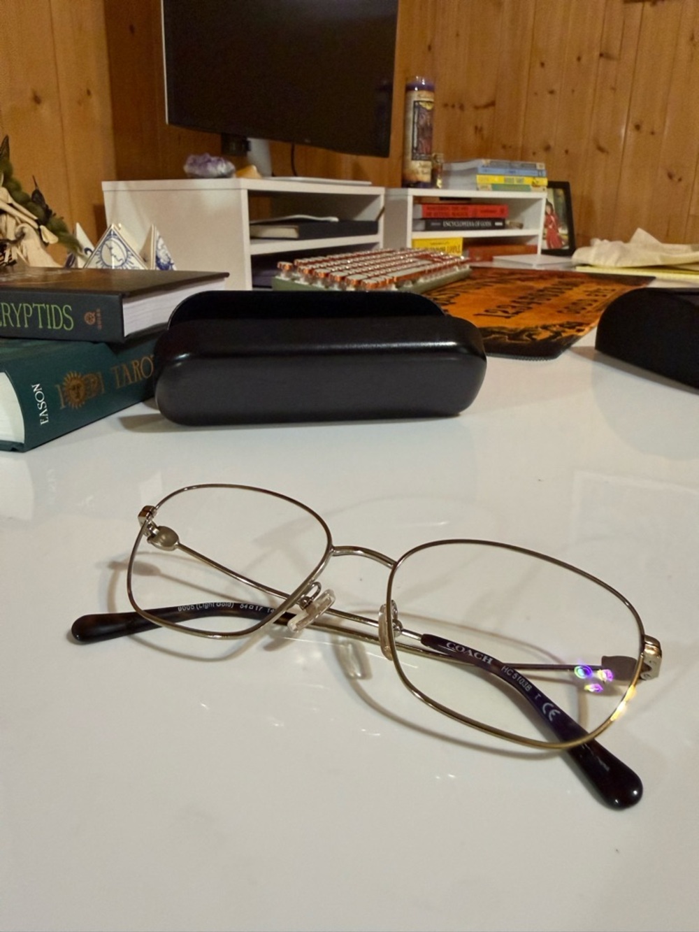 Coach Gold Metal Frame Glasses with Black Temple Tips
